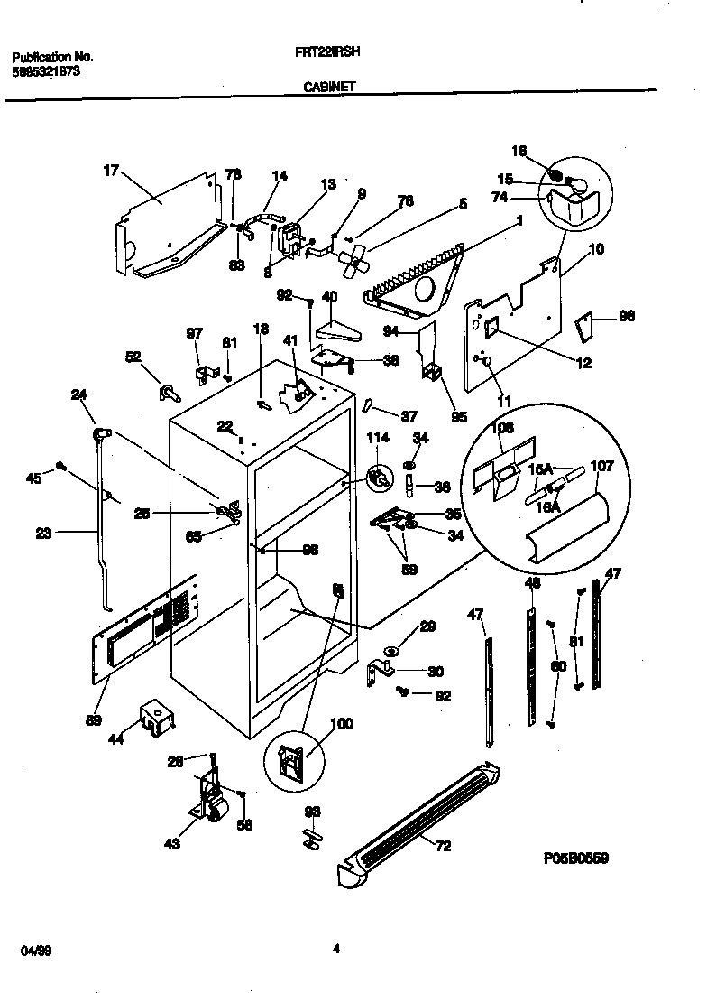 Frigidaire FRT22IRSHK0 cabinet diagram