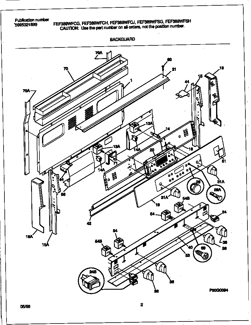 Frigidaire FEF389WFCJ backguard diagram
