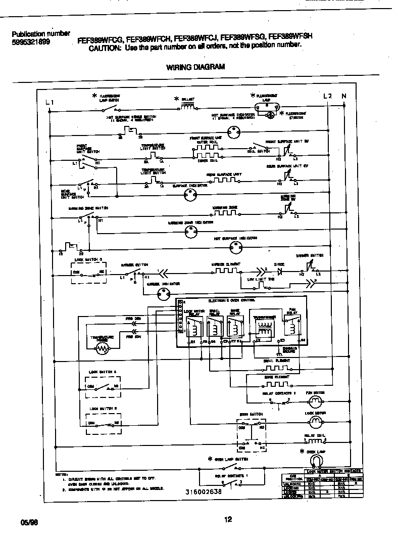 Frigidaire FEF389WFCJ wiring diagram diagram