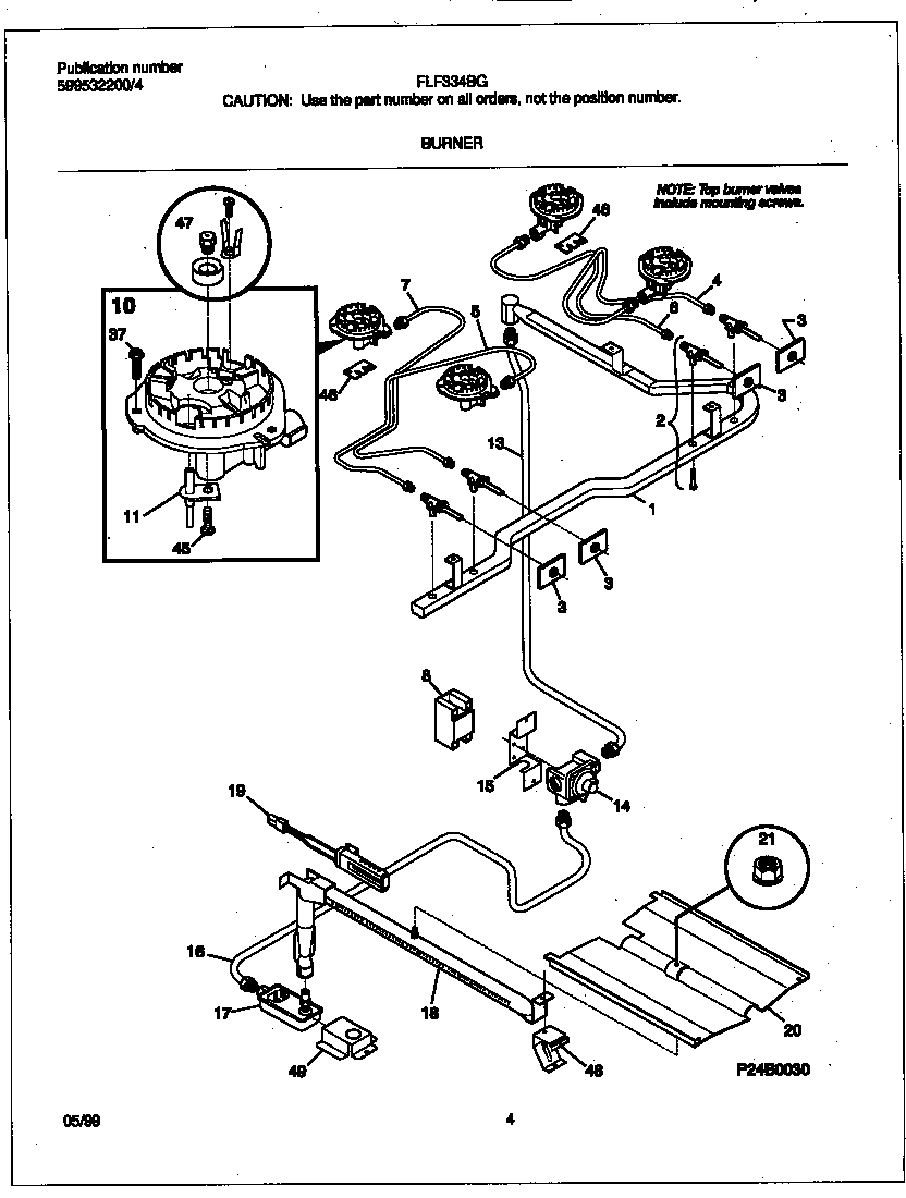 Frigidaire FLF334BGDD burner diagram