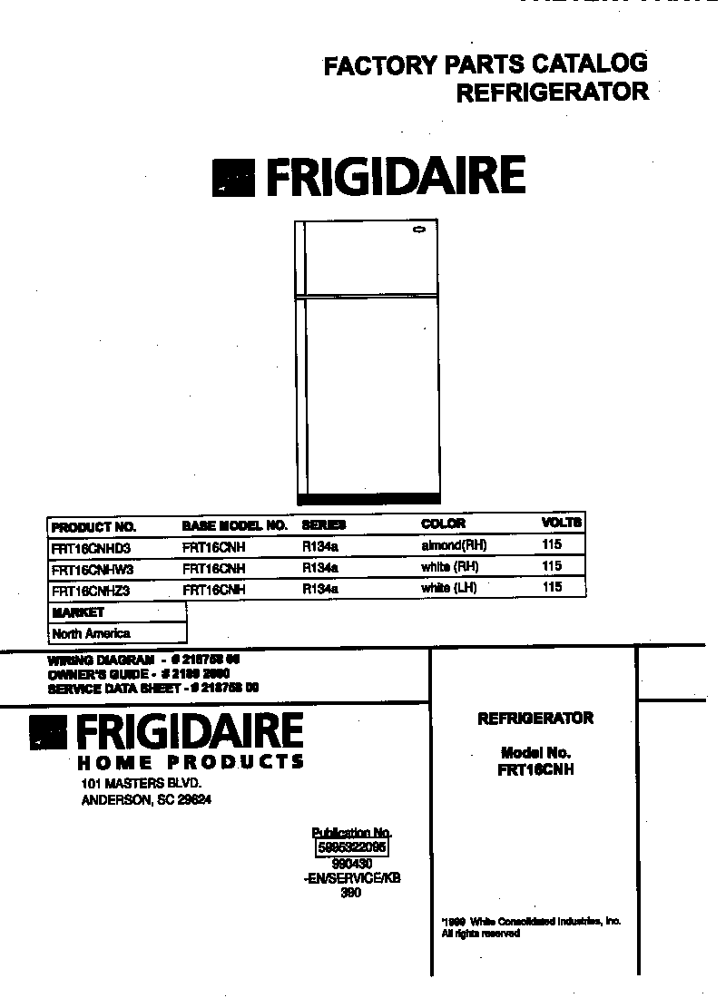 Frigidaire FRT16CNHZ3 cover diagram