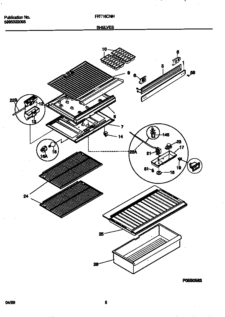 Frigidaire FRT16CNHZ3 shelves diagram