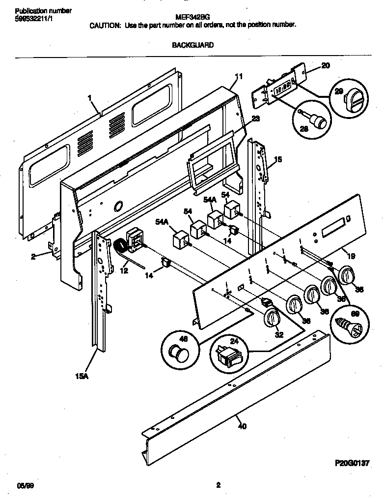 Frigidaire MEF342BGWD backguard diagram