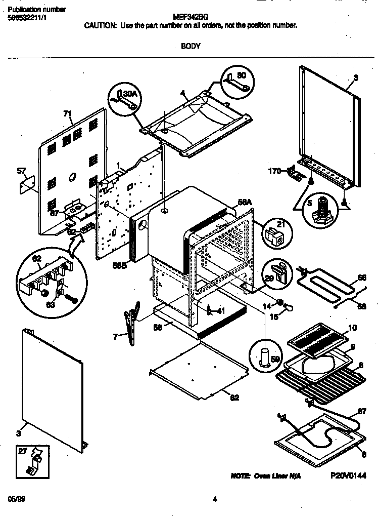 Frigidaire MEF342BGWD body diagram