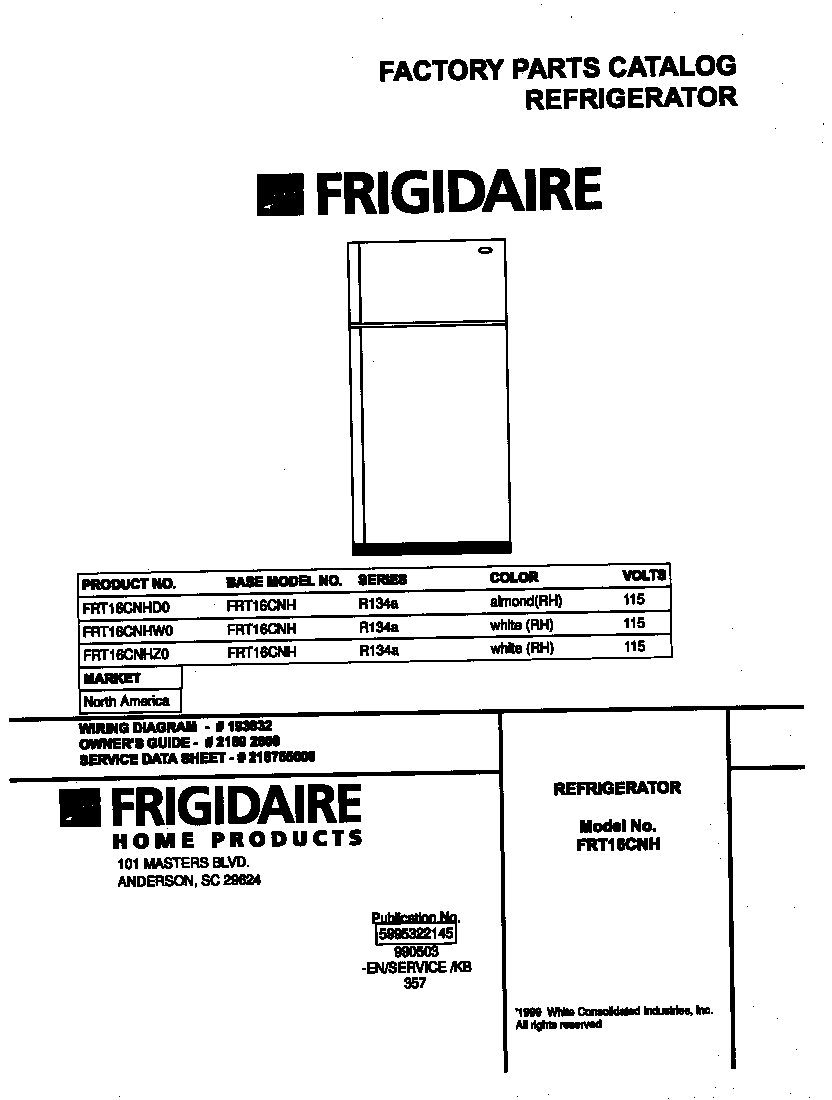 Frigidaire FRT16CNHD0 cover diagram