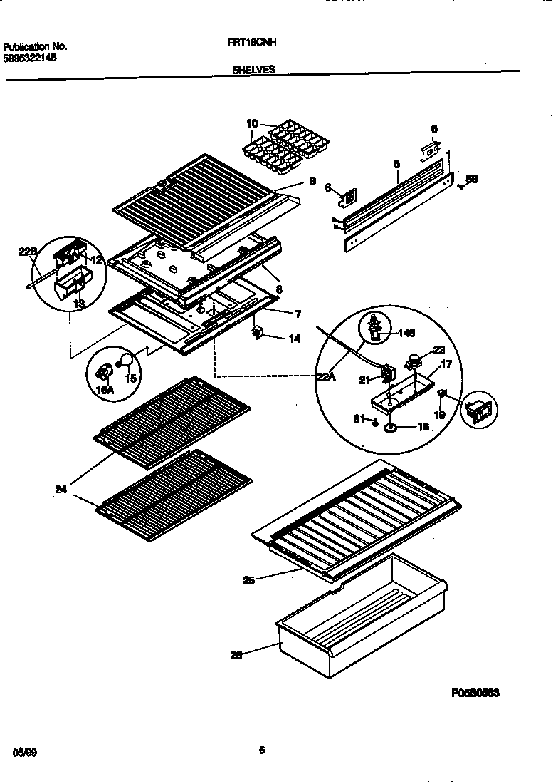 Frigidaire FRT16CNHD0 shelves diagram