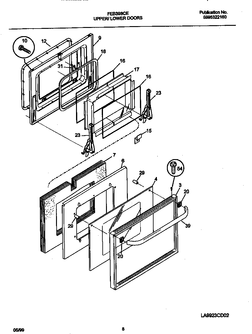 Frigidaire FEB398CEBC door diagram