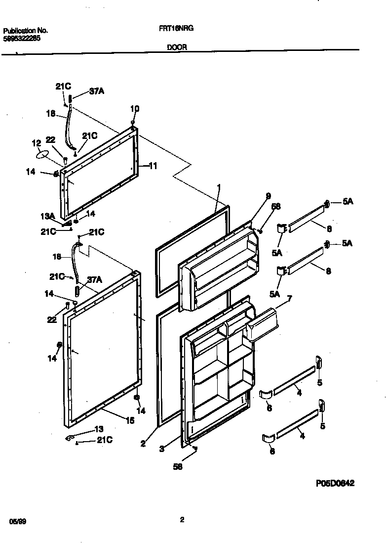 Frigidaire FRT16NRGW5 doors diagram