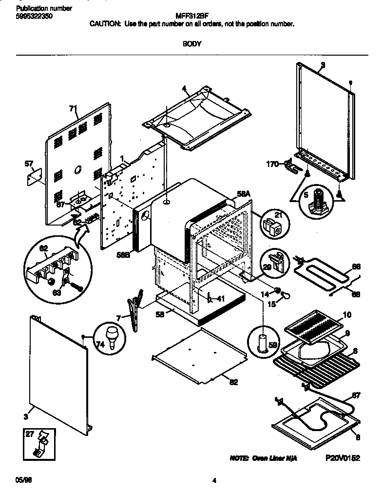Frigidaire MFF312BFWC body diagram