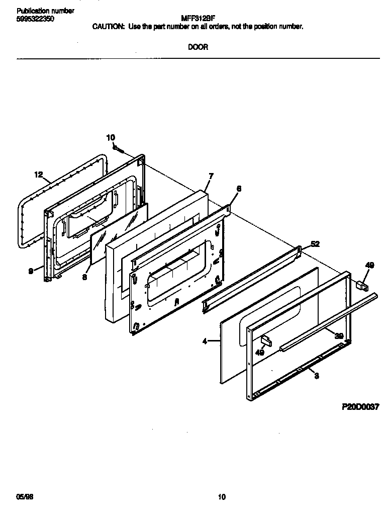 Frigidaire MFF312BFWC door diagram