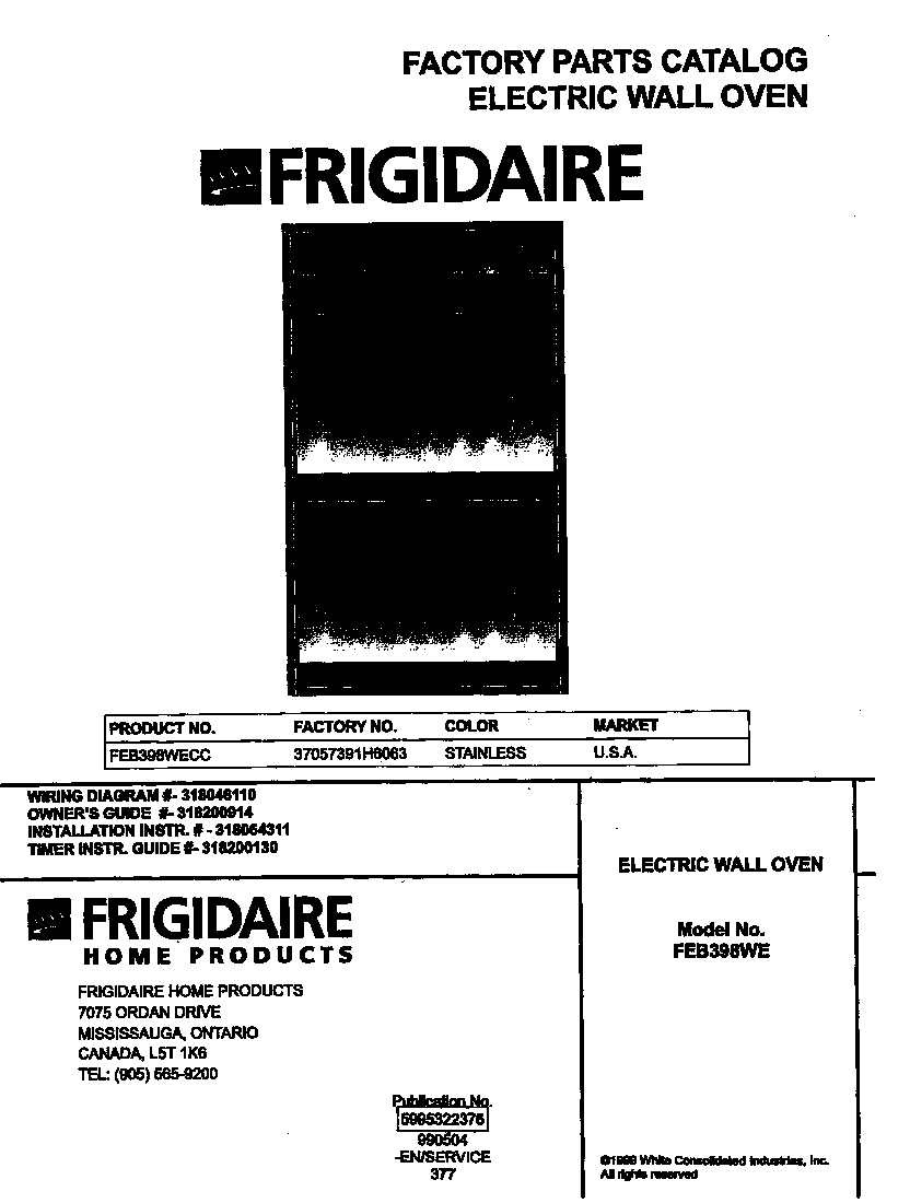 Frigidaire FEB398WECC cover diagram