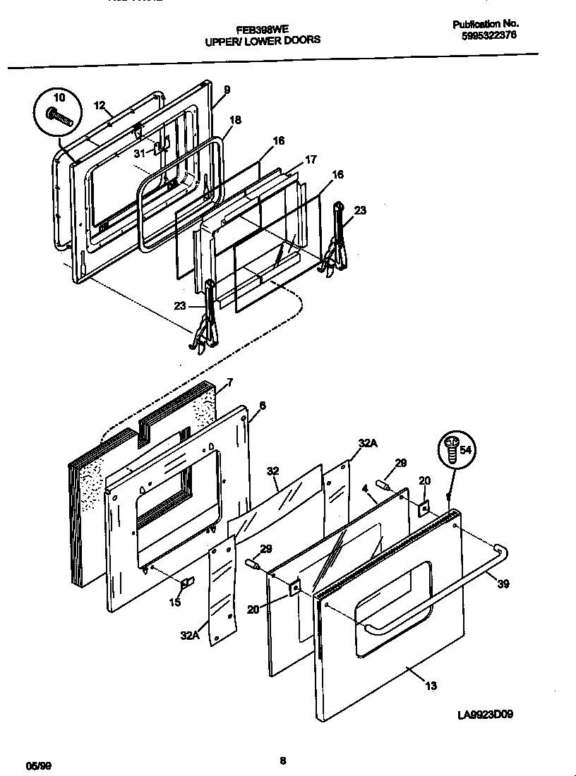 Frigidaire FEB398WECC door diagram