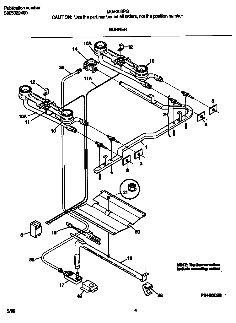 Frigidaire MGF303PGWE burner diagram
