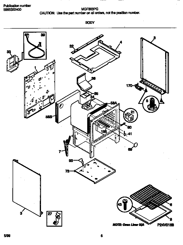 Frigidaire MGF303PGWE body diagram