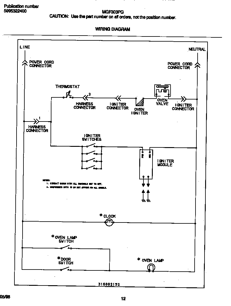 Frigidaire MGF303PGWE wiring diagram diagram