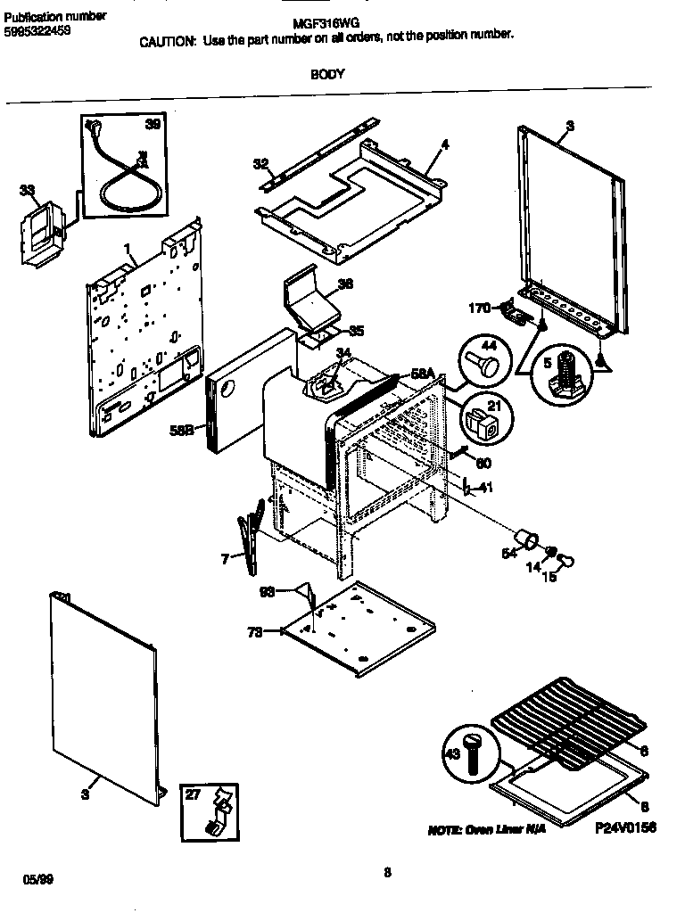 Frigidaire MGF316WGSD body diagram