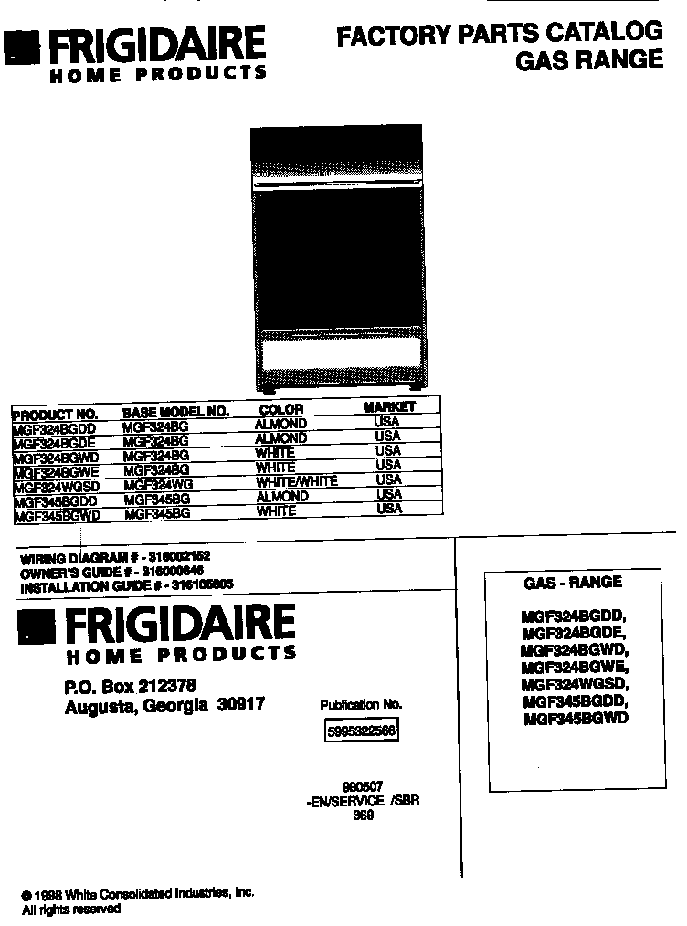 Frigidaire MGF345BGWD cover diagram