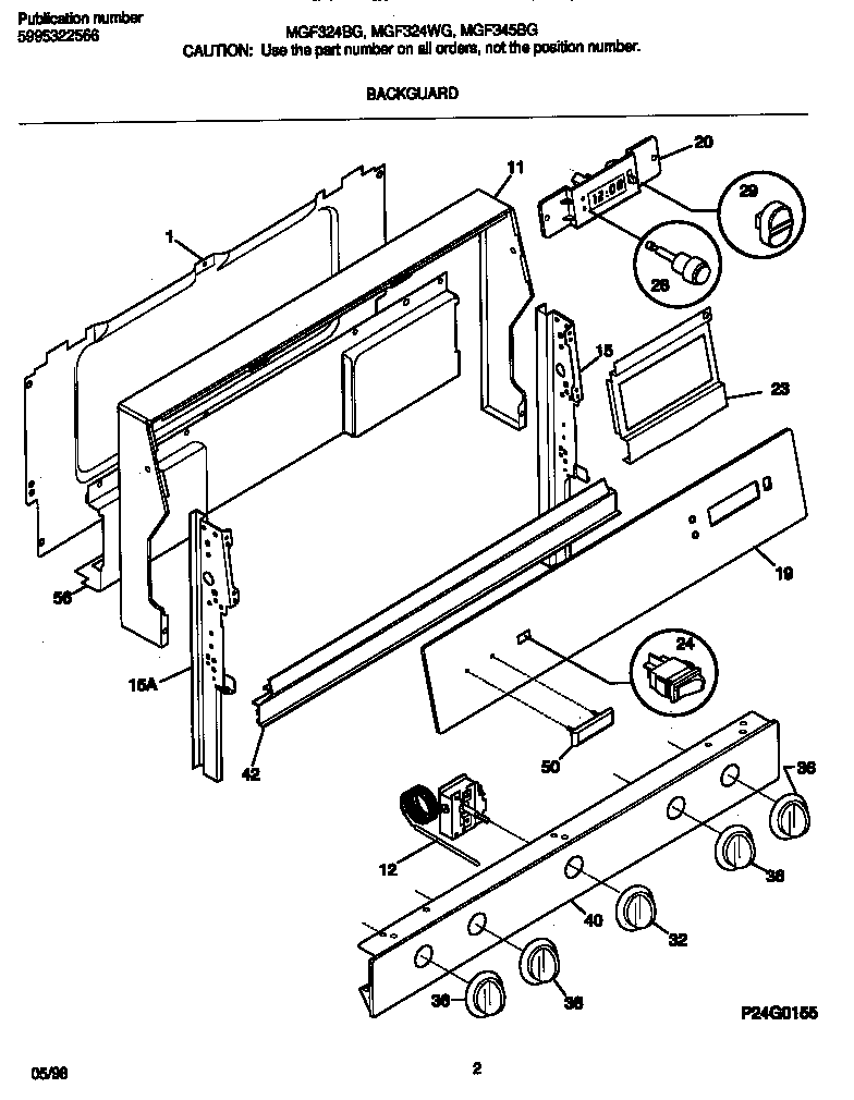 Frigidaire MGF345BGWD backguard diagram