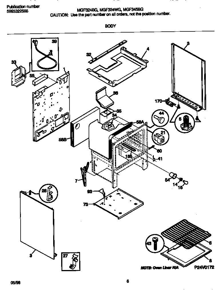 Frigidaire MGF345BGWD body diagram