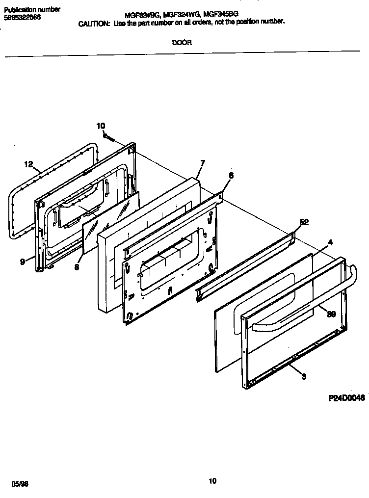 Frigidaire MGF345BGWD door diagram