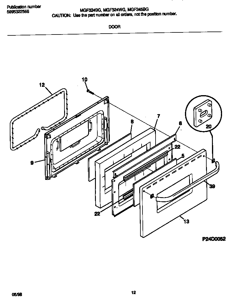 Frigidaire MGF345BGWD door diagram