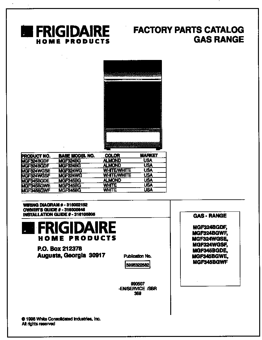 Frigidaire MGF324BGDF cover diagram
