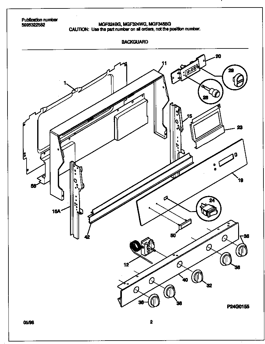 Frigidaire MGF324BGDF backguard diagram