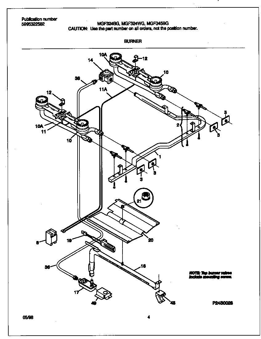 Frigidaire MGF324BGDF burner diagram