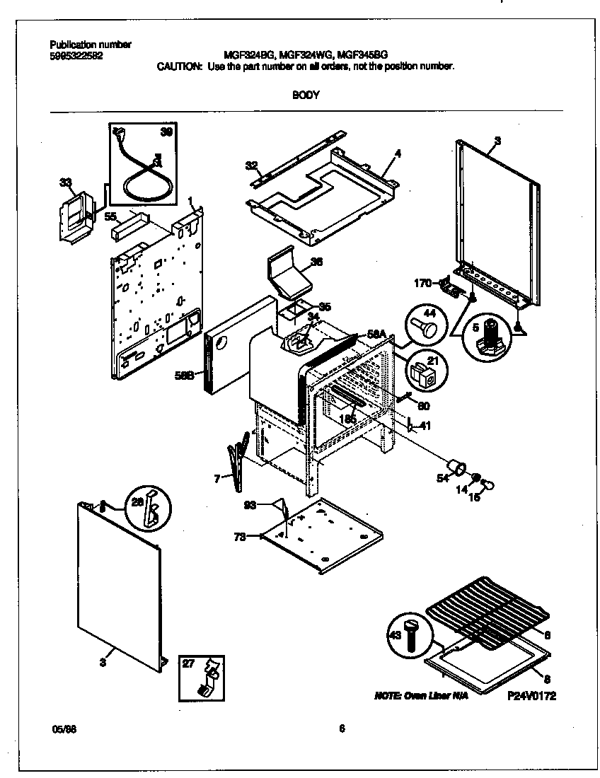 Frigidaire MGF324BGDF body diagram