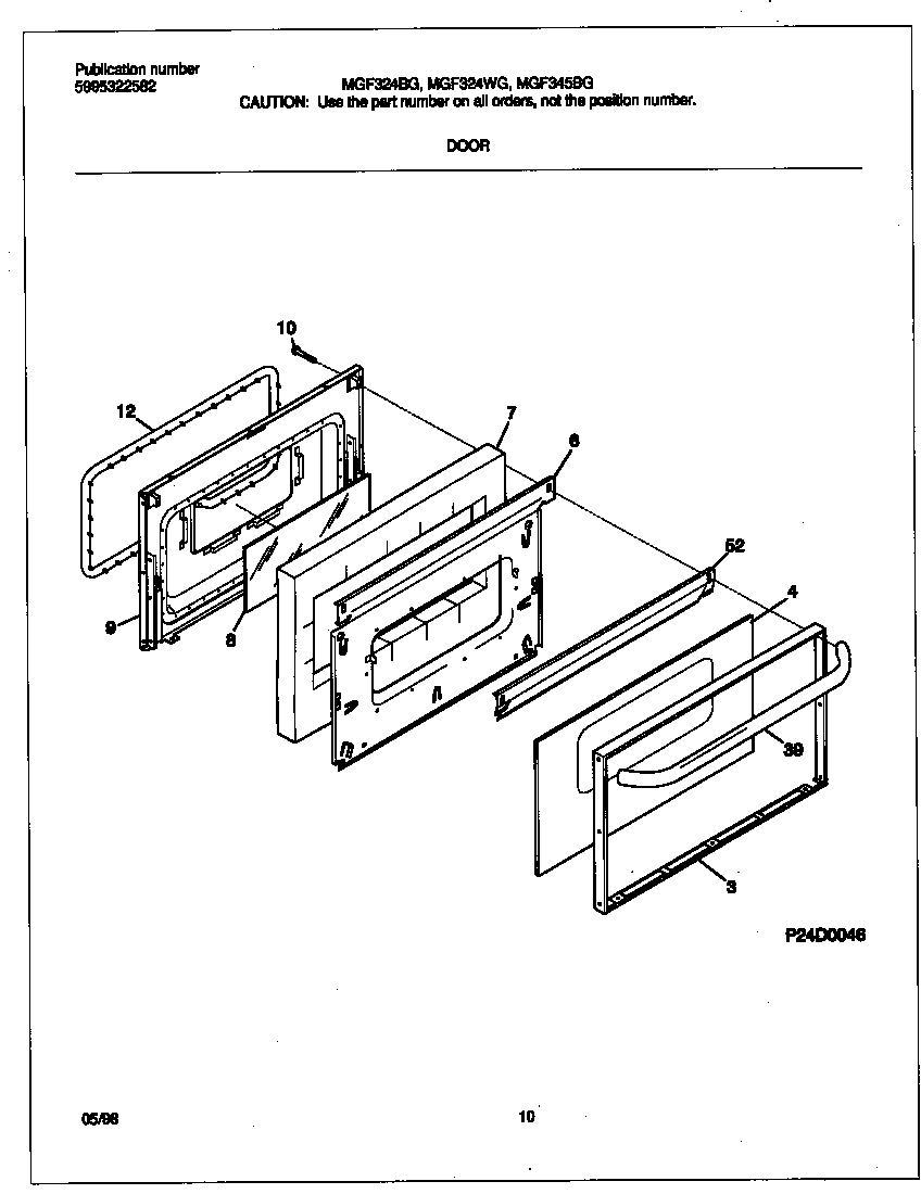 Frigidaire MGF324BGDF door diagram