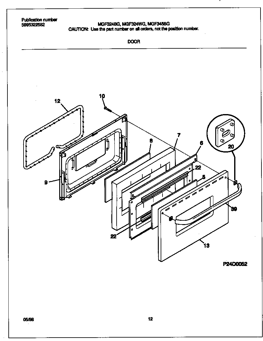 Frigidaire MGF324BGDF door diagram