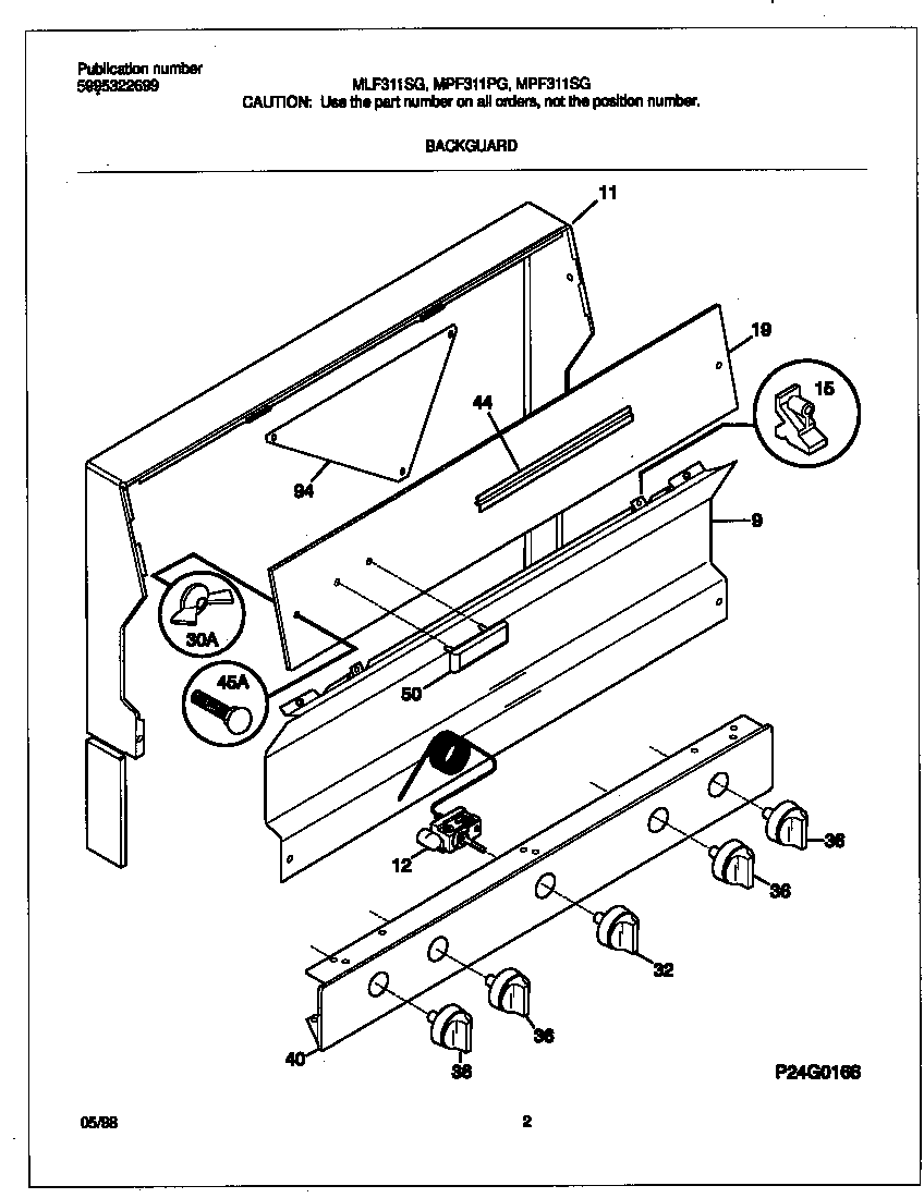 Frigidaire MLF311SGDC backguard diagram