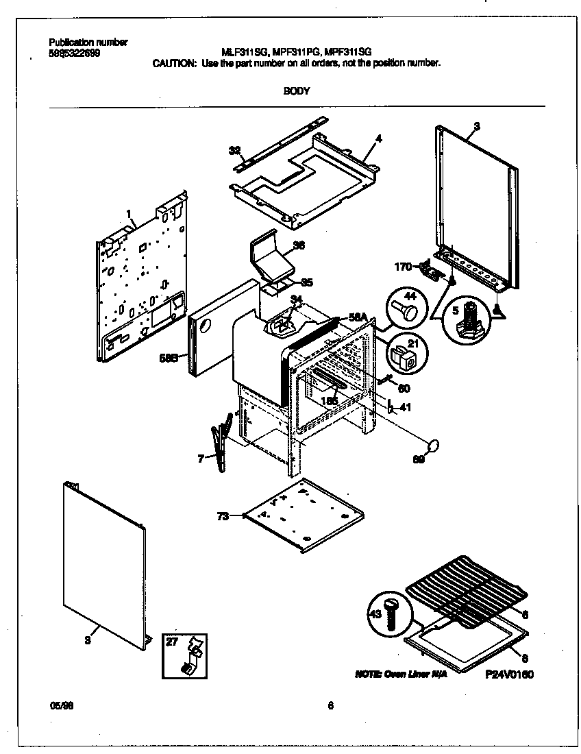 Frigidaire MLF311SGDC body diagram
