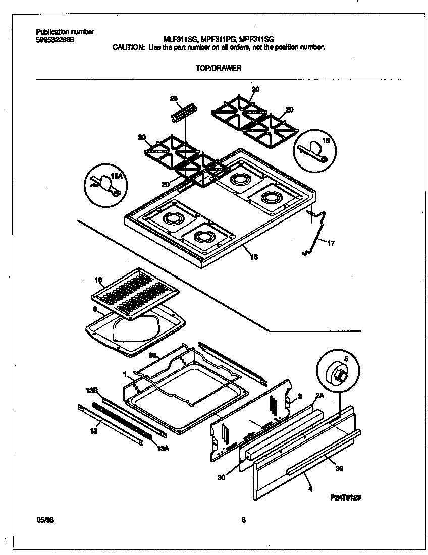 Frigidaire MLF311SGDC top/drawer diagram