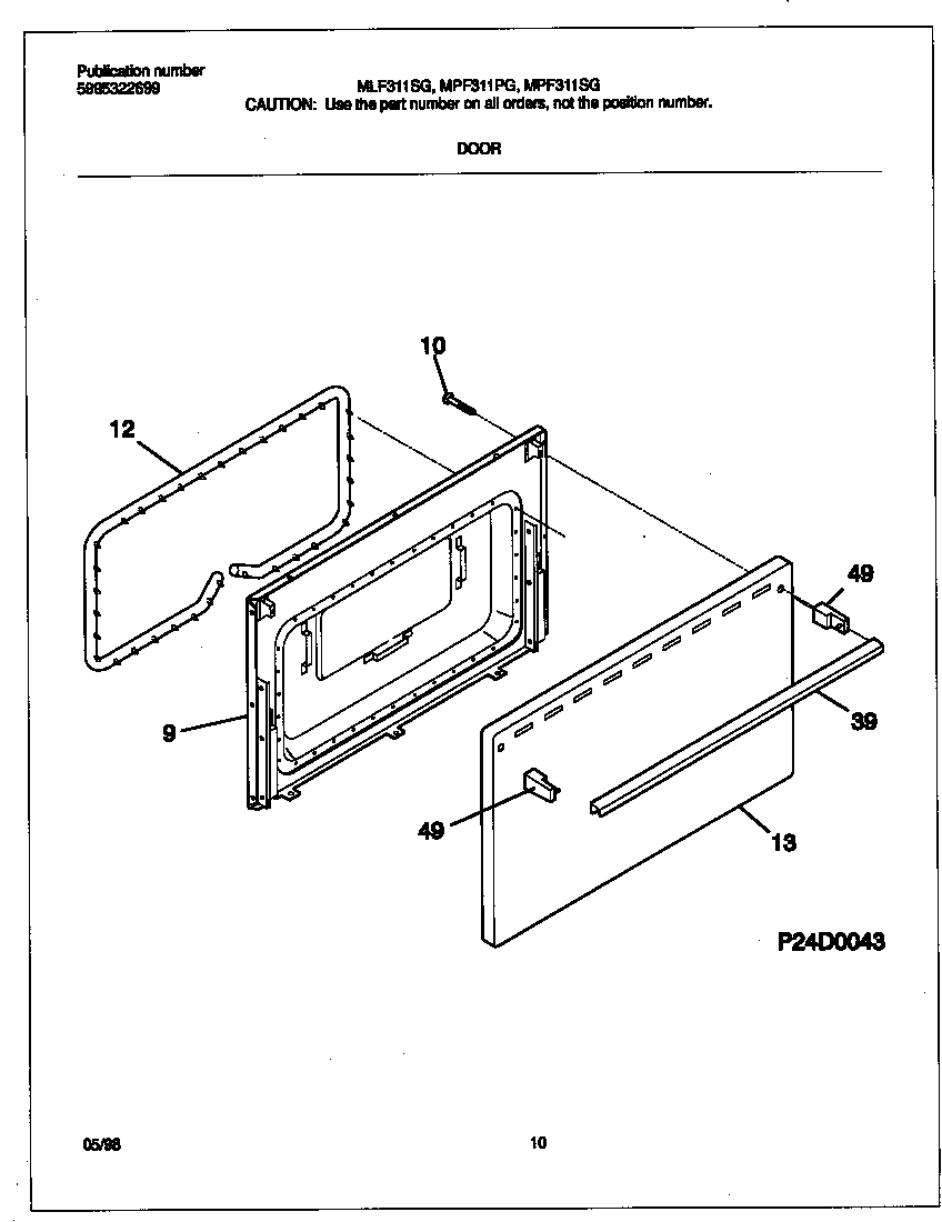 Frigidaire MLF311SGDC door diagram