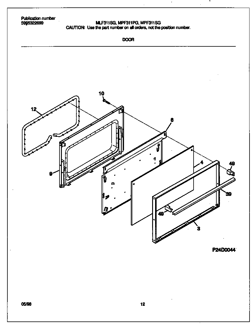 Frigidaire MLF311SGDC door diagram