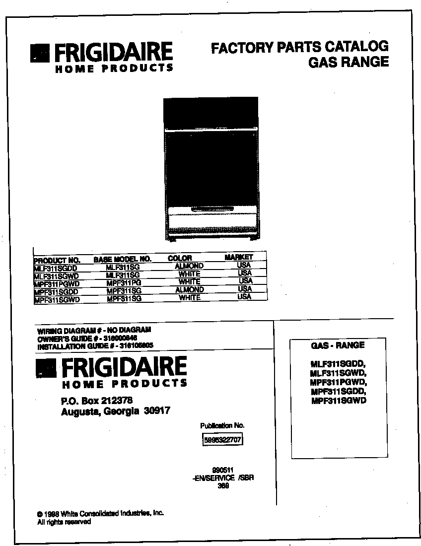 Frigidaire MLF311SGDD cover diagram