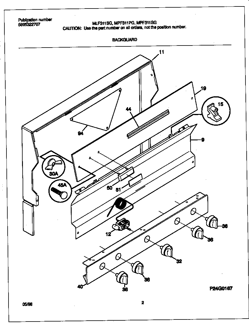 Frigidaire MLF311SGDD backguard diagram