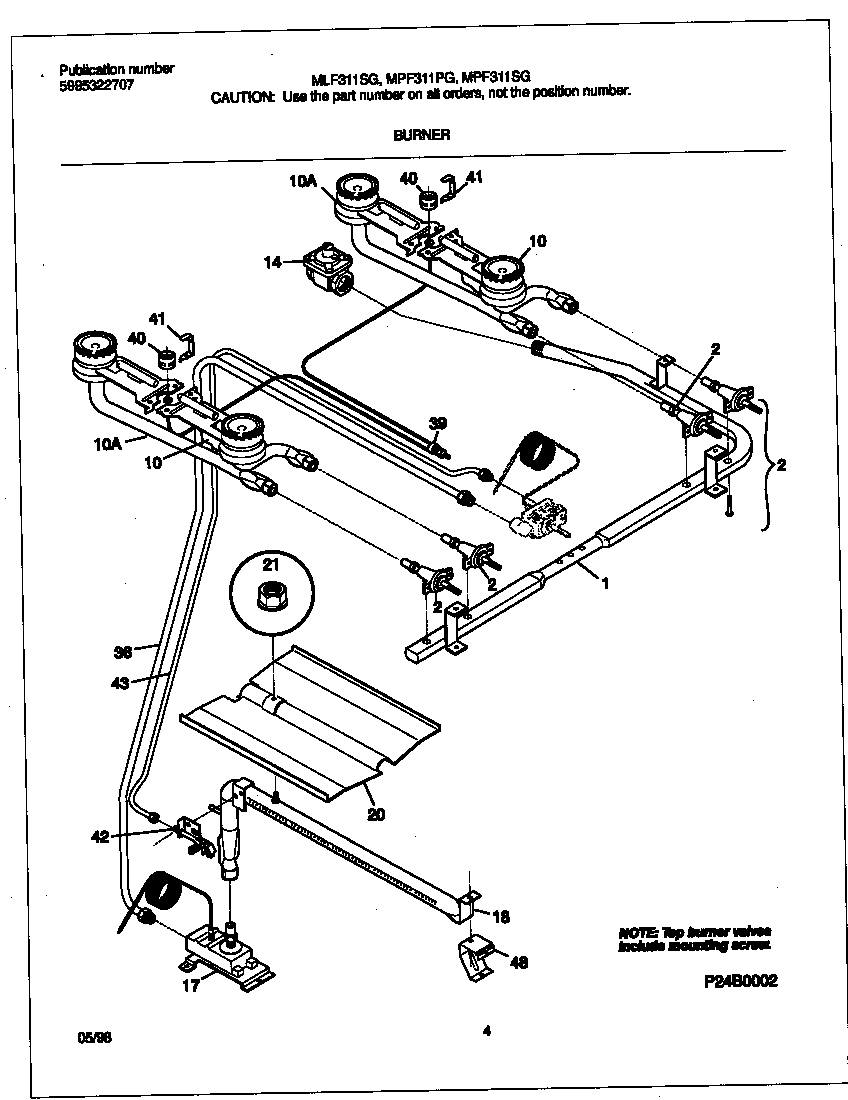 Frigidaire MLF311SGDD burner diagram