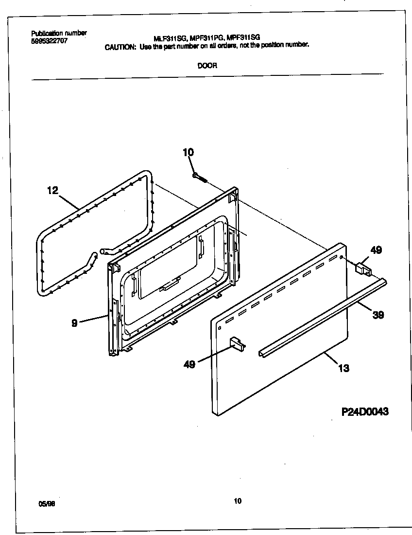 Frigidaire MLF311SGDD door diagram