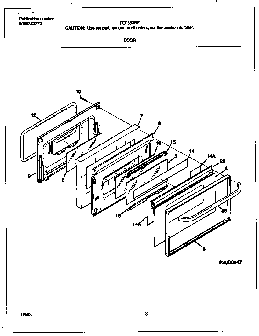Frigidaire FEF353BFWD door diagram