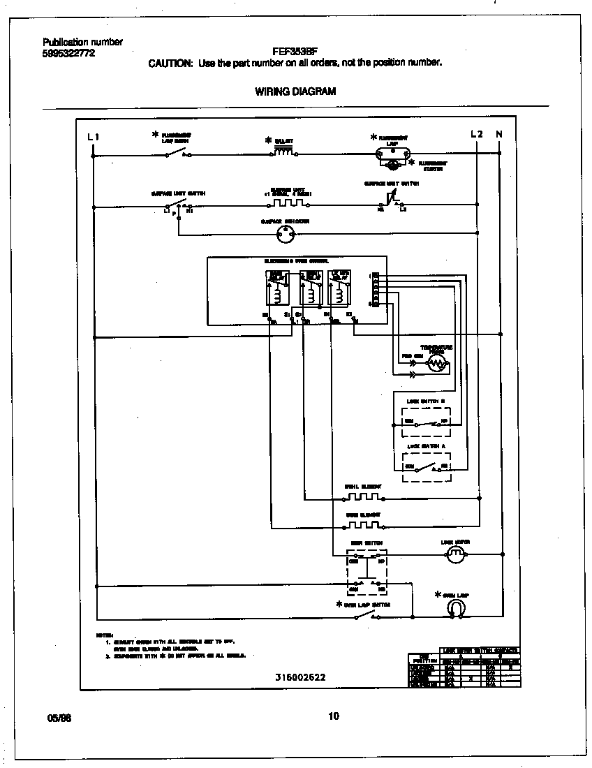 Frigidaire FEF353BFWD wiring diagram diagram