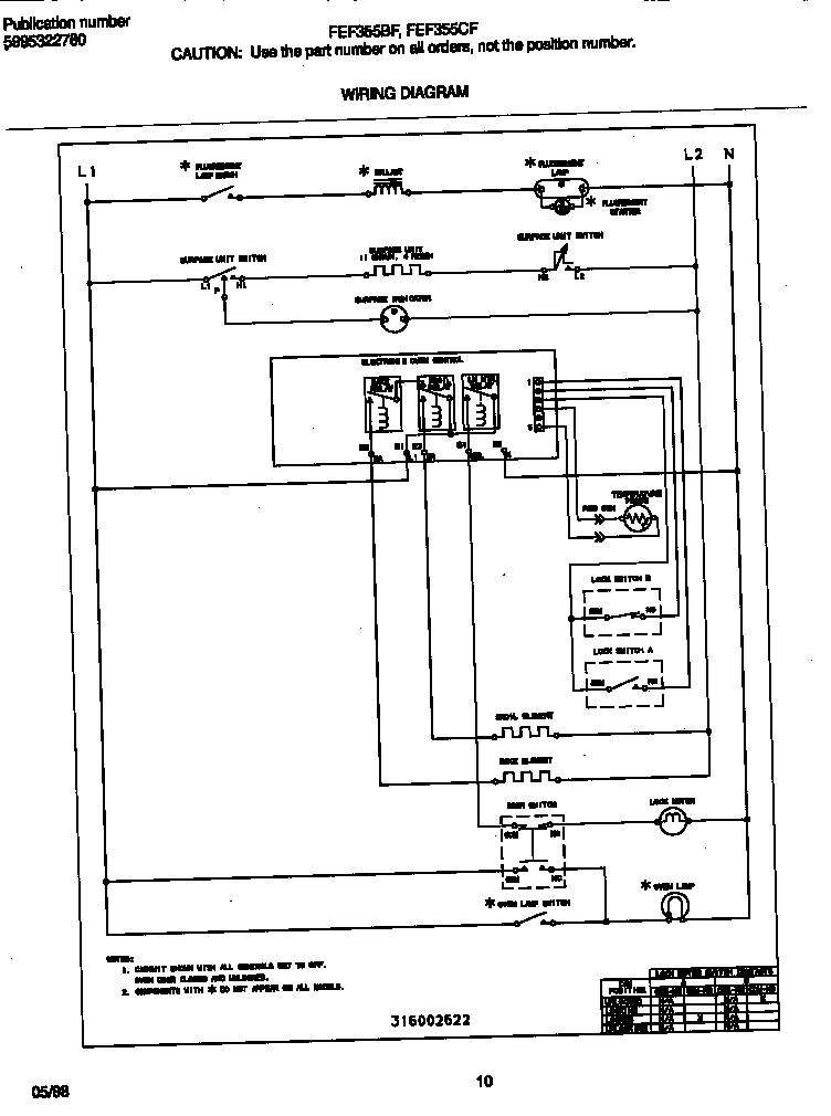 Frigidaire FEF355CFTD wiring diagram diagram
