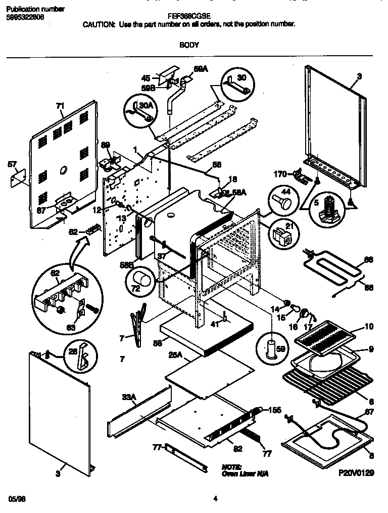 Frigidaire FEF366CGSE body diagram