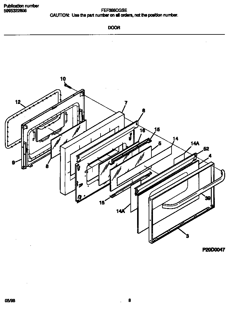 Frigidaire FEF366CGSE door diagram