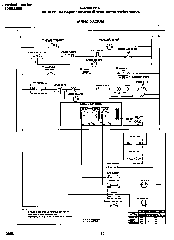 Frigidaire FEF366CGSE wiring diagram diagram