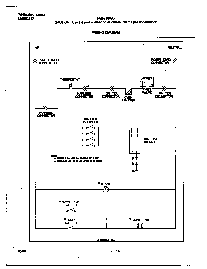 Frigidaire FGF316WGSF wiring diagram diagram