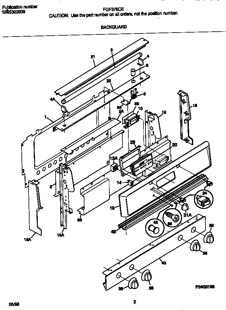 Frigidaire FGF376CETM backguard diagram