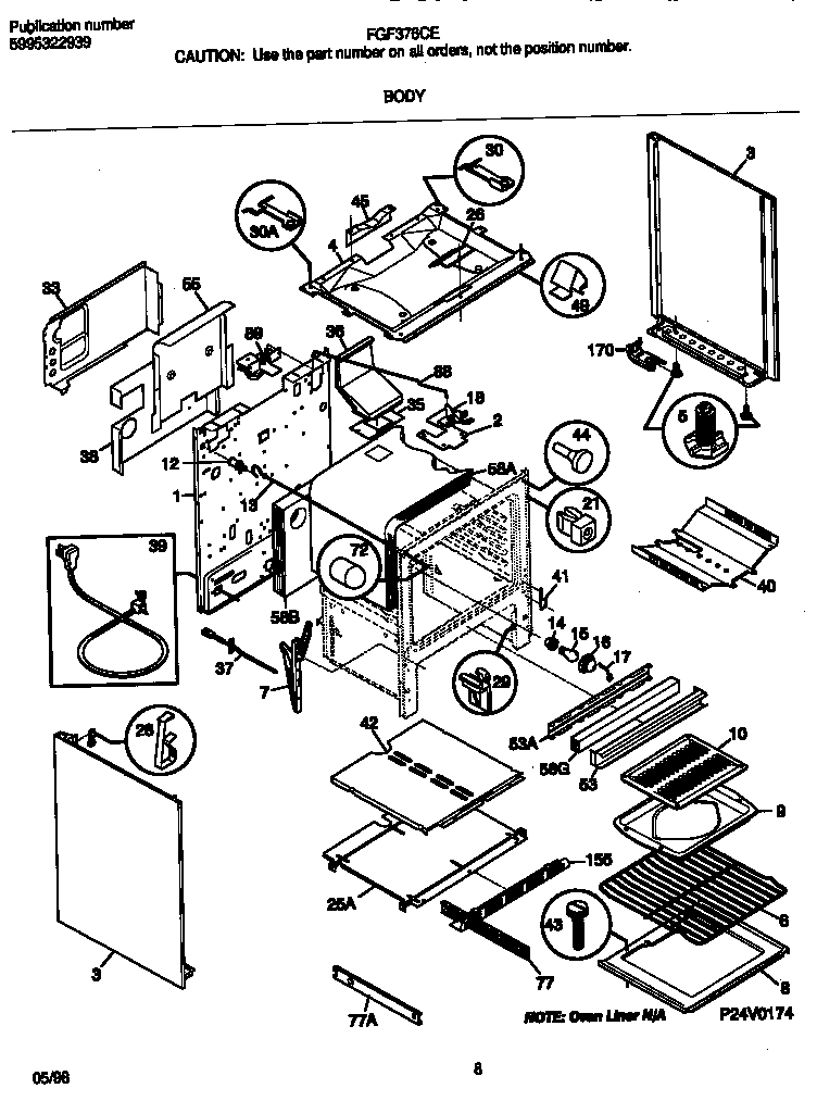 Frigidaire FGF376CETM body diagram