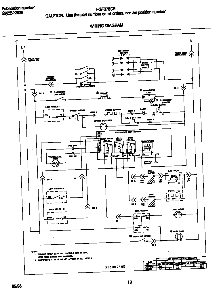 Frigidaire FGF376CETM wiring diagram diagram
